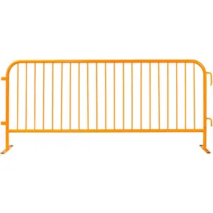 Global Industrial 670862 8 x 43 in. Steel Crowd Control Barrier Flat Feet Powder Coat, Yellow