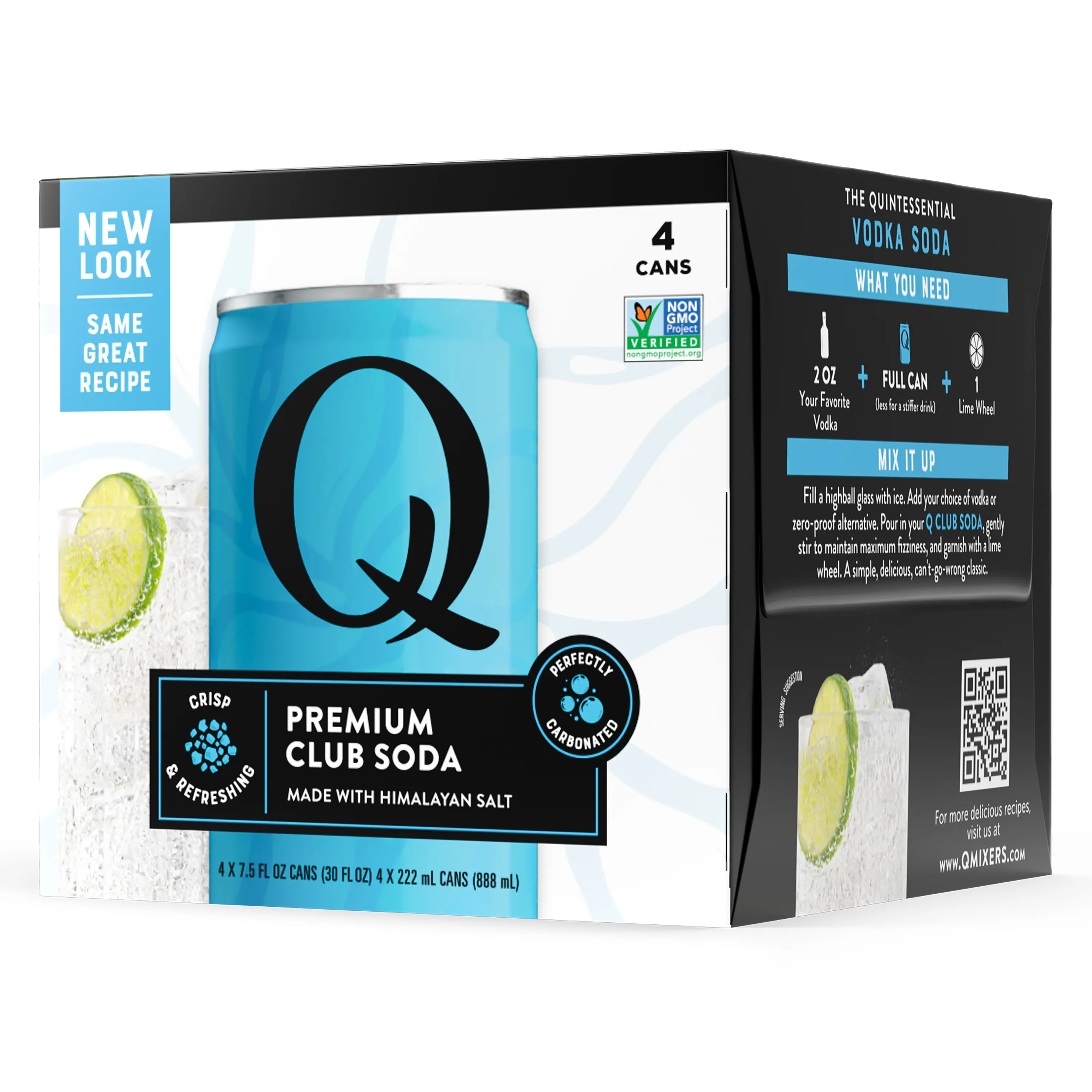 Q Mixers Club Soda Premium Cocktail Mixer with Real Ingredients 7.5 Fl Oz Pack of 4 Non-GMO Kosher Himalayan Salt Carbonated Water