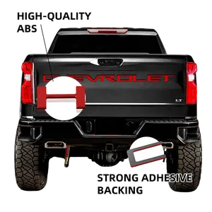 3D Raised tailgate inserts letters decal exterior accessories Compatible with Chevrolet Silverado 2019 2020 2021 2022 2023 2024 2025 Models Accessories ABS Plastic Anti FadeCoating Red