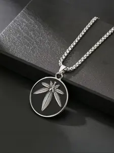Vintage Leaf Design Pendant Necklace for Men & Women, Stainless Steel Jewelry for Party, Daily Clothing Decor, Trendy All-match & Exquisite Jewelry for Birthday Gift