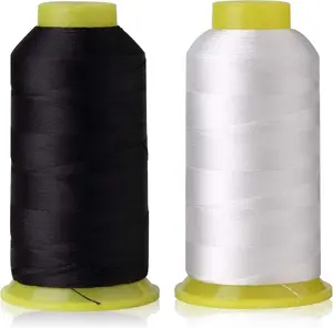 T70#69 Bonded Nylon Sewing Thread - 1500 Yard Spool -(White+Black) 2PCS JIAKAI