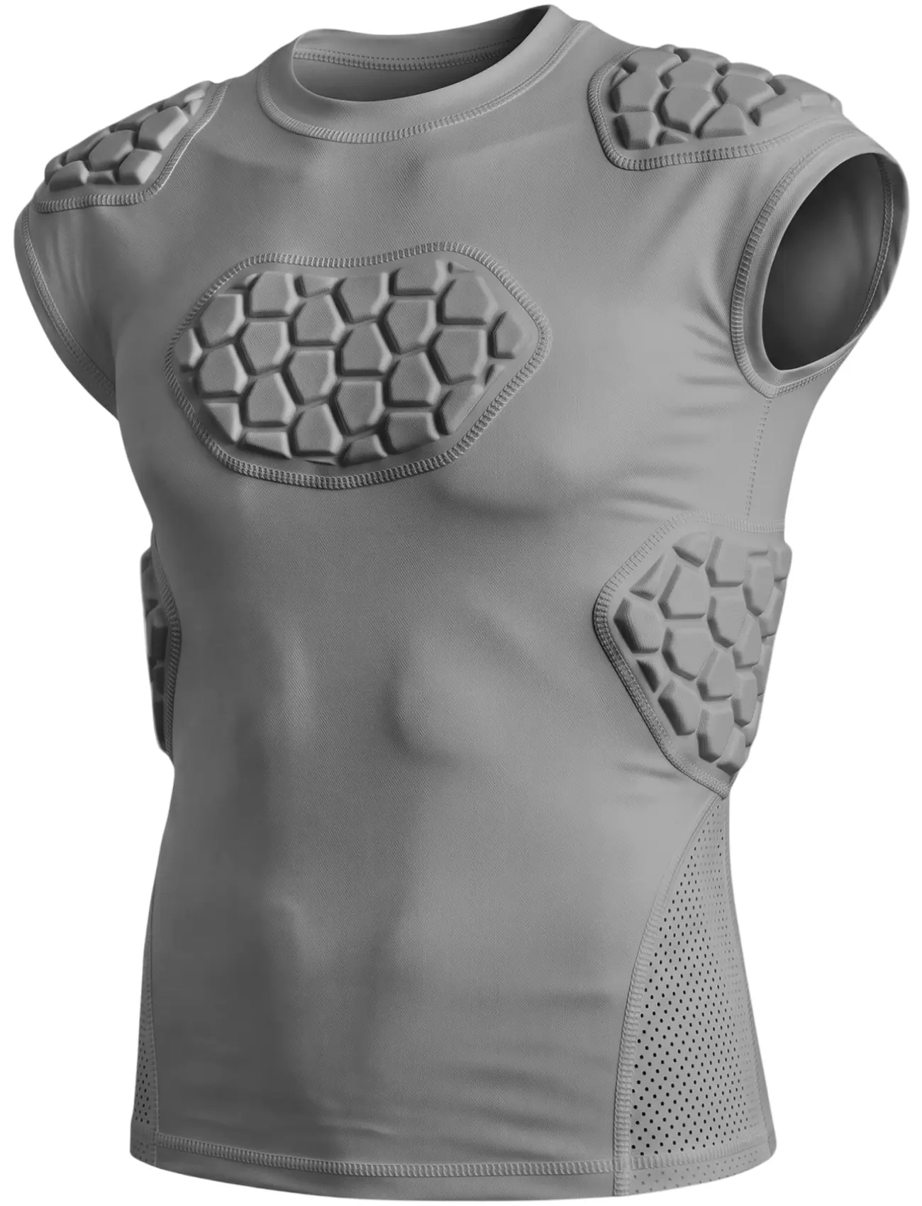Exxact Sports Elite 6-Pad Adult Padded Football Shirt with Chest, Shoulder, Ribs & Spine Protection, Mens Football Padded Compression Shirt