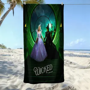 Wicked For Good  beach towel, soft texture, beach blanket, is a soft and lightweight sand blanket for travel, swimming pool, surfing, yoga, camping, travel towels, personalized towels. Is Christmas, Holidays, Birthdays, Halloween