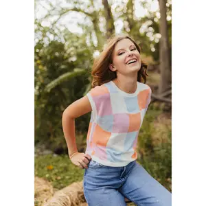 Color Block Cap Sleeve Sweater