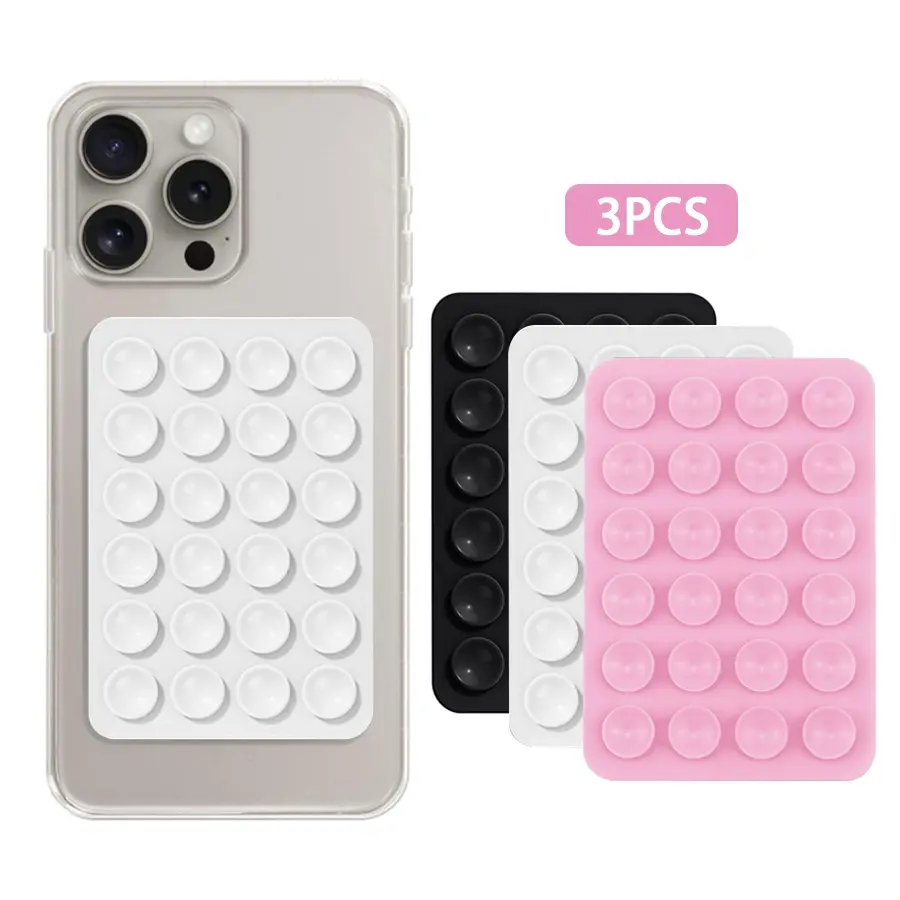 3-Piece Set Single-Sided Silicone Suction Cup Phone Back Sticker Holder, Durable & Flexible Design, Easy Installation, Perfect for Phones, Suction Phone Mount