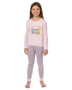 Looney Tunes Girls' Tweety Bird Life is Good Child 2 Piece Tight Fit Pajama Set