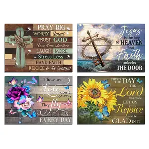 Muzagroo Art Faith Diamond Painting Kits for Adults Sunflower Diamond Art Kits for Beginners Adults Art Crafts 5D Diamond Art Paintings Gem Art Kits  11.8x15.8inches 4PCS Canvas Handcrafts