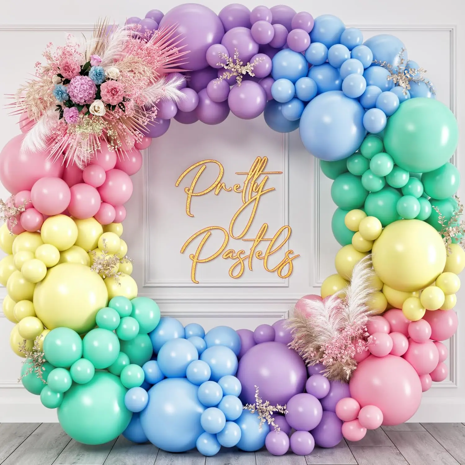 100 Pastel Balloons Assorted Colors & Size - Rainbow Birthday Party ations - Macaron Balloons in Blue, Purple, Yellow, Green & Pink - Matte Colored Supplies for Spring, Candy, Easter, & Unicorn