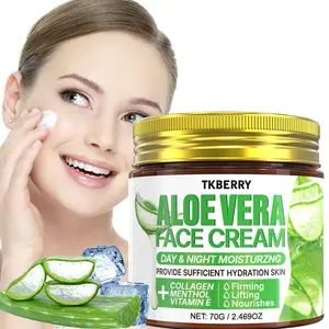 70g Aloe Vera Face Cream, Collagen&Moisturizer with Hyaluronic Acid, for All Skin Types Soothing Hydration Deep Moisture forDry Skin, Day & Night Use, Long-Lasting Moisture for All Skin Types