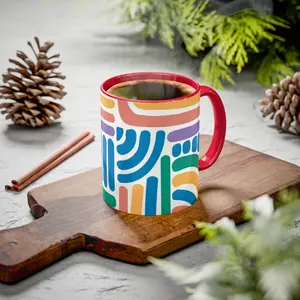Multicolor Lines Pattern Colorful Mugs (11oz, 15oz)