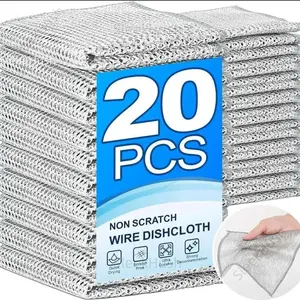 SleekHush 20-Piece Reusable Wire Cloth Set, Non-Scratch Cleaning Cloths for Wet & Dry Use, Indoor Recreation Kitchen Drying Supplies, Reusable Set