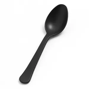 Jet Black Plastic Spoon - 7.5 in.