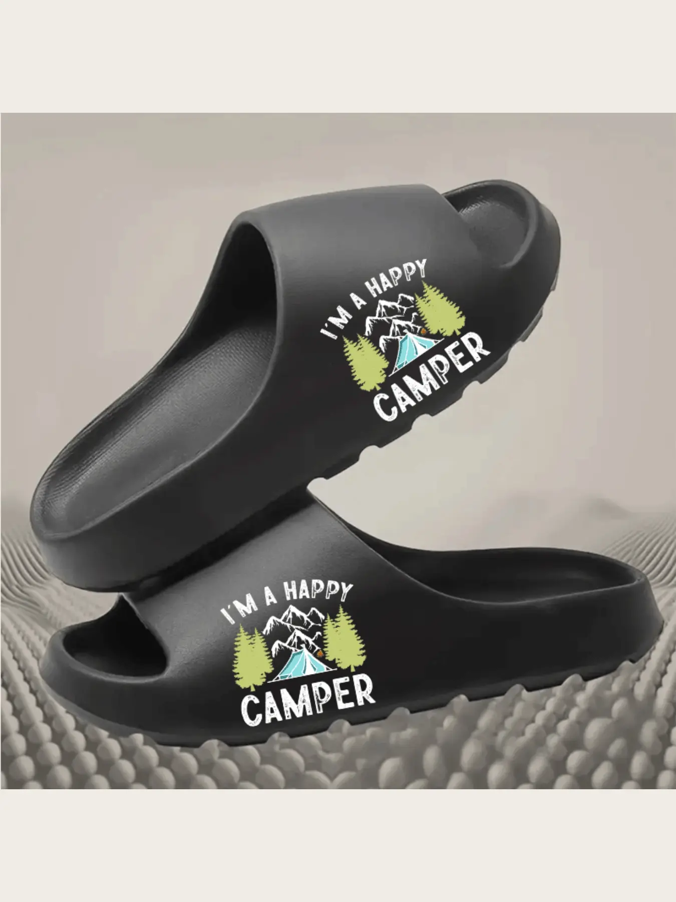 Camping Theme Slippers with Tent and Campfire Design Lightweight Comfortable Indoor Outdoor Home Shoes for Men Women Nature Lover Gift