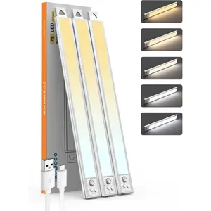 16 Inch Under Cabinet Lighting, 3Pack 5CCT Dimmable Closet Lights, Motion Sensor LED Lights of Battery Operated, Rechargeable Under Counter Light for Kitchen, Stairs, Bedroom, Wardrobe