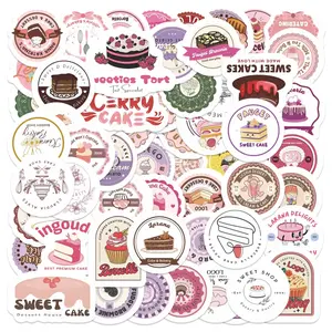 68pcs Vintage Bakery Cake Stickers Pack, Waterproof Sweet Treat Label Decals for Laptop, Water Bottle, Journal & Scrapbook, Baking Lover Gift