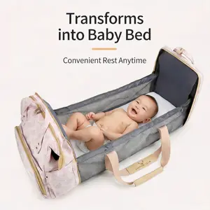 Storage Bag Mommy Backpack, New Style, Portable Foldable Baby Cot Backpack, Travel Baby Cot Backpack, Multifunctional Mommy Baby Backpack, Rechargeable