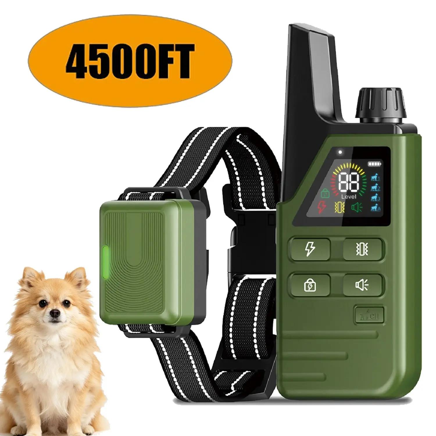 Dog Shock Collar - 4500FT Dog Training Collar with Remote, IPX8 Waterproof Electric Dog Collar with 4 Training Modes, Security Lock, Rechargeable eCollar for 10-120lbs Small Medium Large Dogs