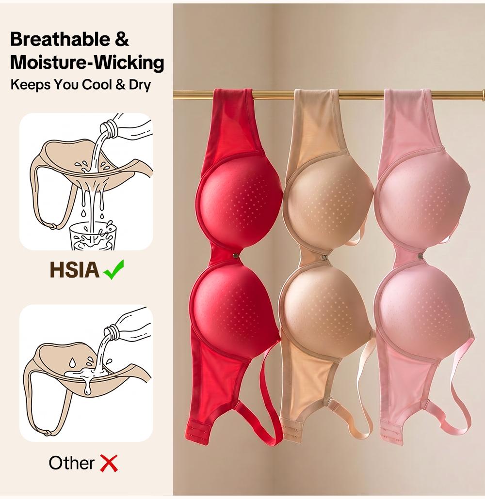HSIA Cloudnest Mia Lightly Lined Plus Size Seamless Full Coverage Underwire Bra Smoothing Minimizer Cooling T-Shirt Bra with Adjustable Wide Straps Bra for Big Busted Women
