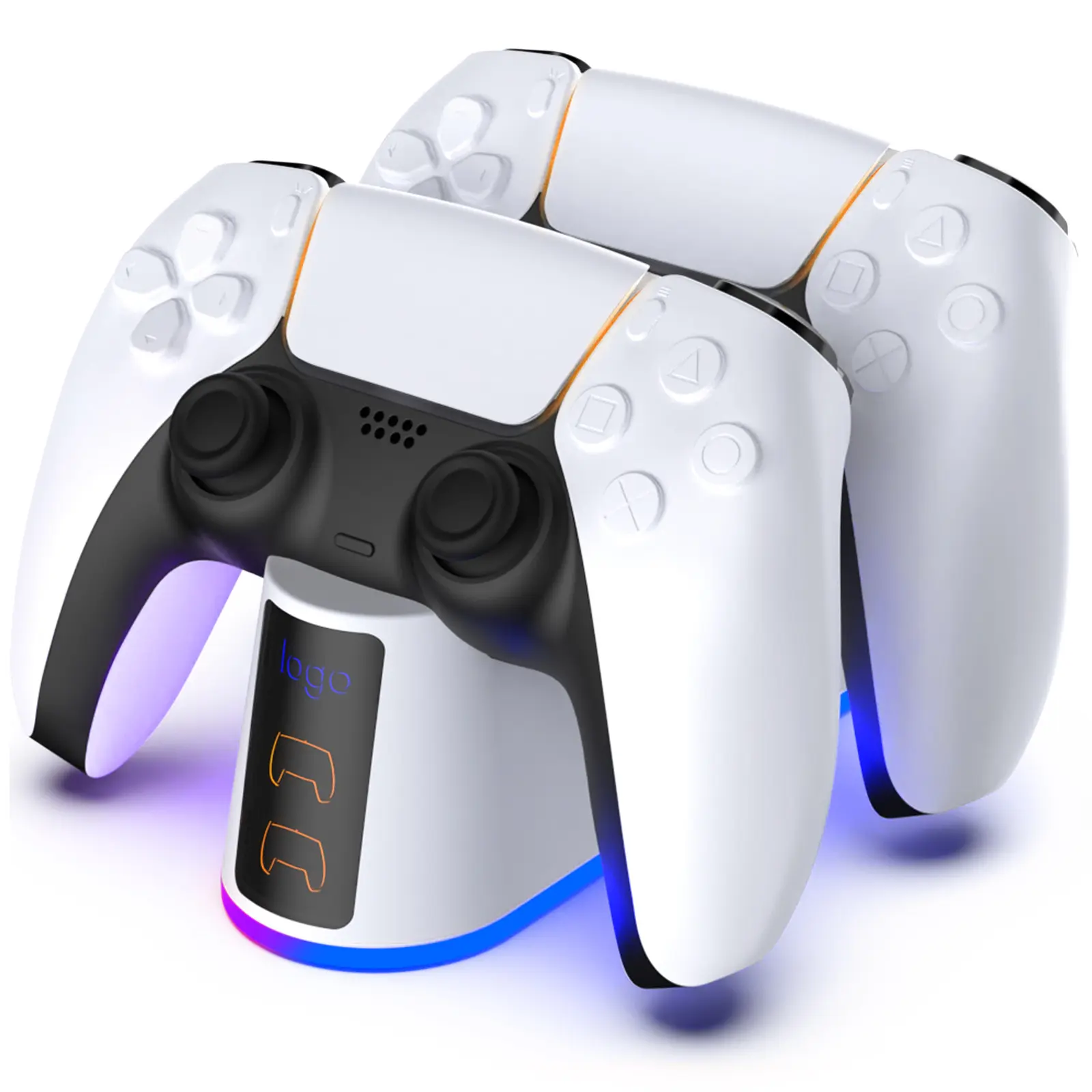 PS5/PS5 SLIM/PS5 PRO Charging Station Dual Controller Charger Dock with USB-C Cable Fast Charge Multi-Color LED Effects PS5 Gaming Accessories