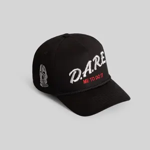 Field Grade Dare Me To Do It Black Trucker | trucker hat | black twill | adjustable | embroidered | casual | Trendy Hat 2026 | Streetwear Headwear | Fashion Cap | Summer Hat | Outdoor Cap | Sun Hat | Statement Hat | Graphic Cap | Designer Hat | Cool Hat