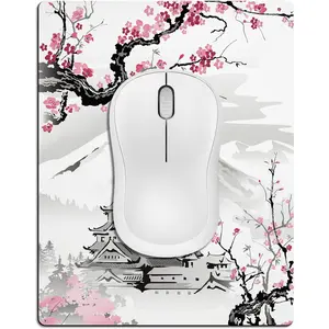Small  Pad Cute, Mini  Pads for   and Laptop, Travel Mousepads with Designs -  Cherry Blossom/Sakura, Portable Mousepad with Non-slip Rubber Base - 5.5 x 7 Inch