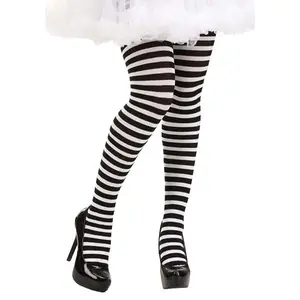 Women's Black/White Striped Tights