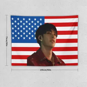 Bang Chan Theme Tapestry - Vibrant American Flag Design High-Quality Polyester Fabric Wall Hanging, Patriotic Home Decor for Living Room, Bedroom, Office - Ideal Gift for Fans, No Electricity Needed, Room Decoration