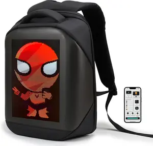 LED Backpack with App Control,16 Inch DIY Pixel Art Animation Programmable Screen Laptop Backpack,Travel, Motorcycle Backpack XQCK