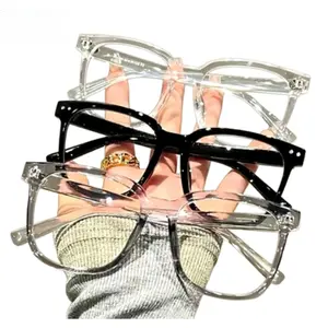 Retro Literary Style Anti-Blue Light Glasses – Square Frame Plain Flat Mirror Glasses for Men & Women, UV Protection Computer Eyewear for Tech Workers & Drivers, No Degree Fashion Spectacles sport sunglass cycling Anti-Fatigue Reading lens