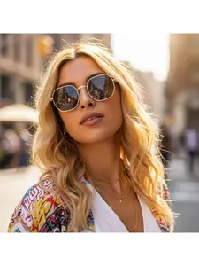 Fashion Classic Retro Metal Sunglasses for Women's Travel Street Photography Sunglasses for Cross border Sunscreen in Europe and America Women's Sunglasses