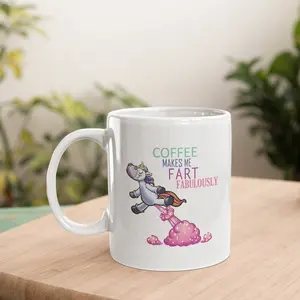 Funny Unicorn Ceramic Coffee Mug - 11 oz, Dishwasher & Microwave Safe, Vibrant Design, USA Crafted, Perfect for Coffee Lovers