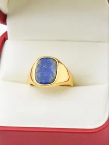 Luxury Men's Lapis Lazuli Gemstone Ring - Perfect Gift for Him, 18K Gold Plated