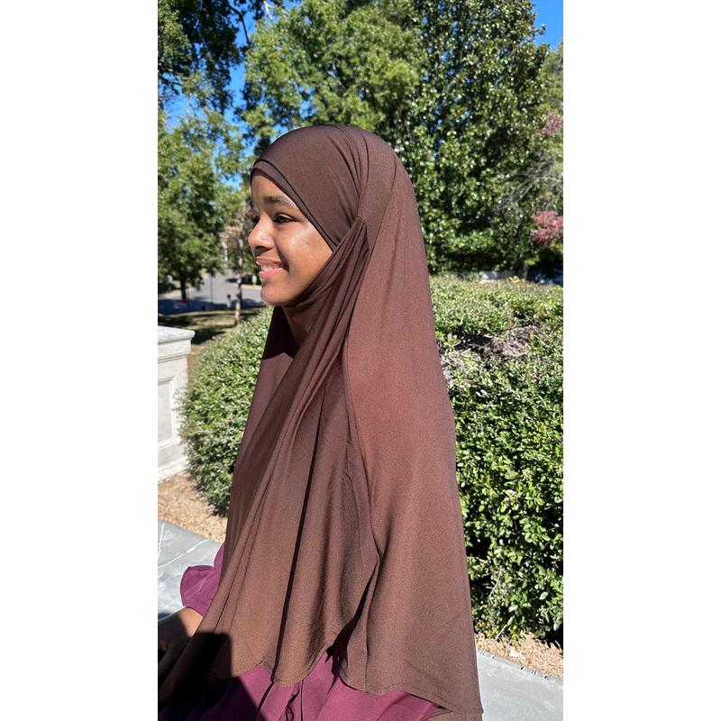 ModestybyMariama Single Layer Khimar- Jersey Breathable Dubai Casual Full Coverage Soft Stretch Non-Slip Lightweight Cotton Jersey Hijab