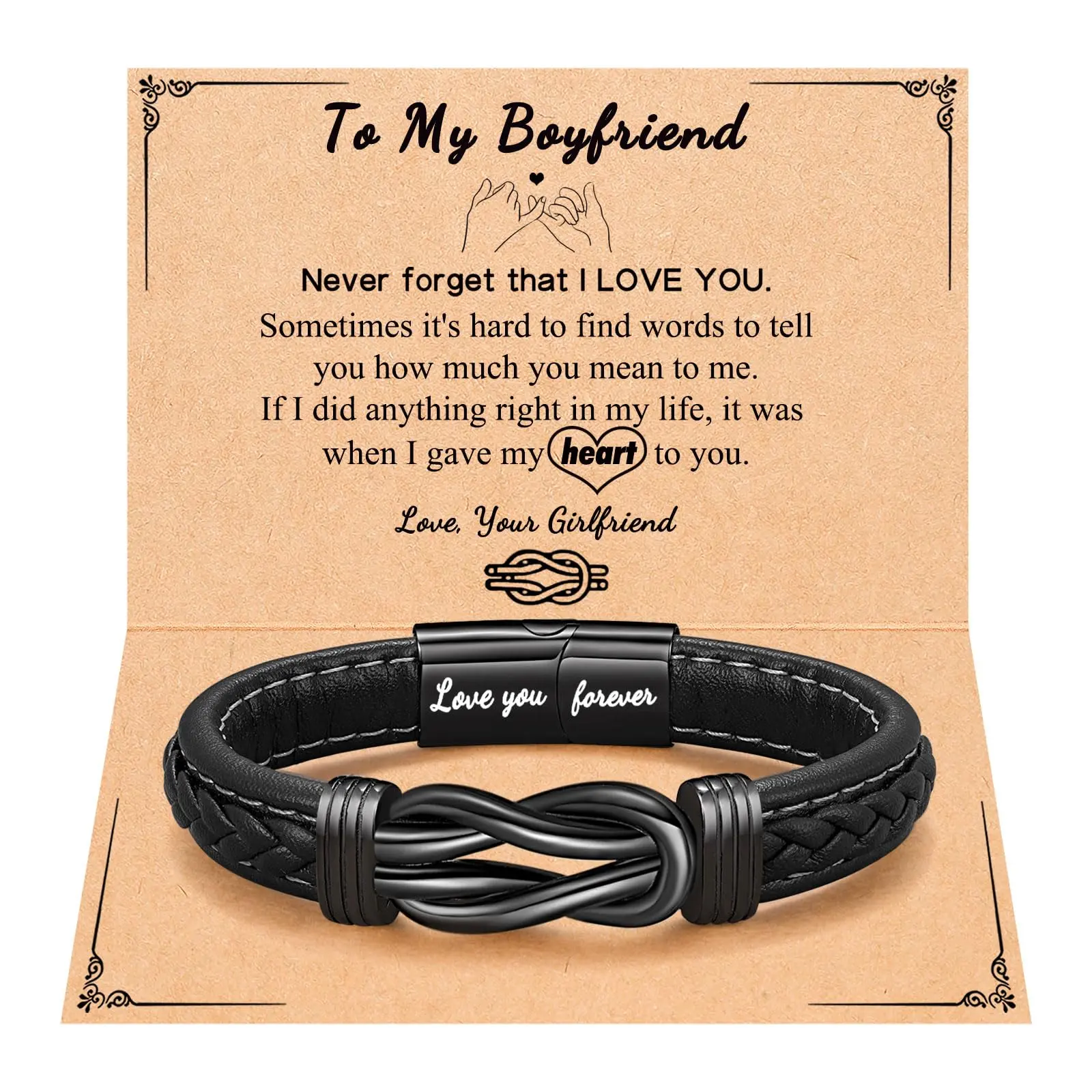 Men’s Leather Bracelet Multi-layer Braided Knot Cuff Bracelet Boho Style Trendy All-match for Birthday Valentine's Day Christmas Gifts for Son/Nephew/Brother/Boyfriend/Grandson