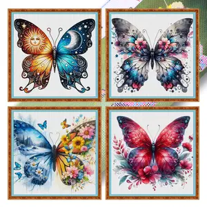 Butterfly Printed Cross Stitch Kit 45x45cm DIY 11CT Thread Art Needlework Decor