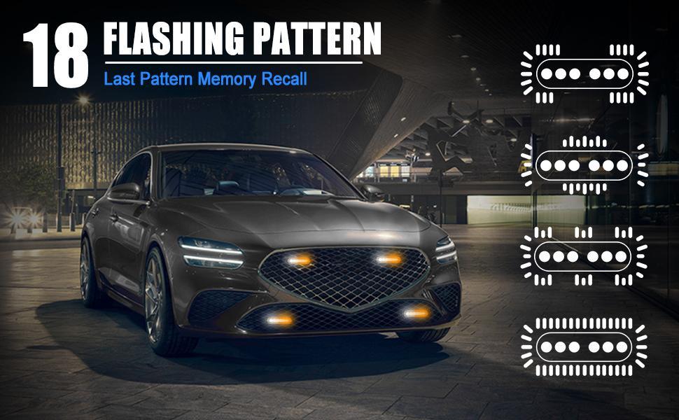 DIBMS Dual Color LED Emergency Strobe Lights, 8X Amber White 6 LED Warning Caution Hazard Light Bar for Car Truck Van Off Road Vehicle ATV SUV Surface Mount amber  car  lights