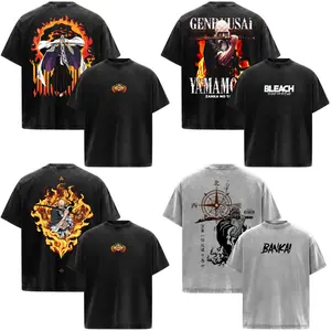 Shigekuni Yamamoto Bleach Anime Manga Acid Washed 230GSM Heavyweight Cotton T Shirt Collection - Size S to 3XL - Unisex Vintage Streetwear Oversized Crewneck Merch - Gift for Anime Fans