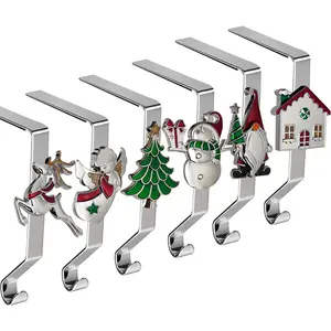 Christmas Stocking Holders Set of 6, Christmas Stocking Holders for Mantle Set of 6, Fireplace Stocking Hangers 6 Pack, Stocking Stand, Farmhouse Rustic Xmas Decorations for  Indoor