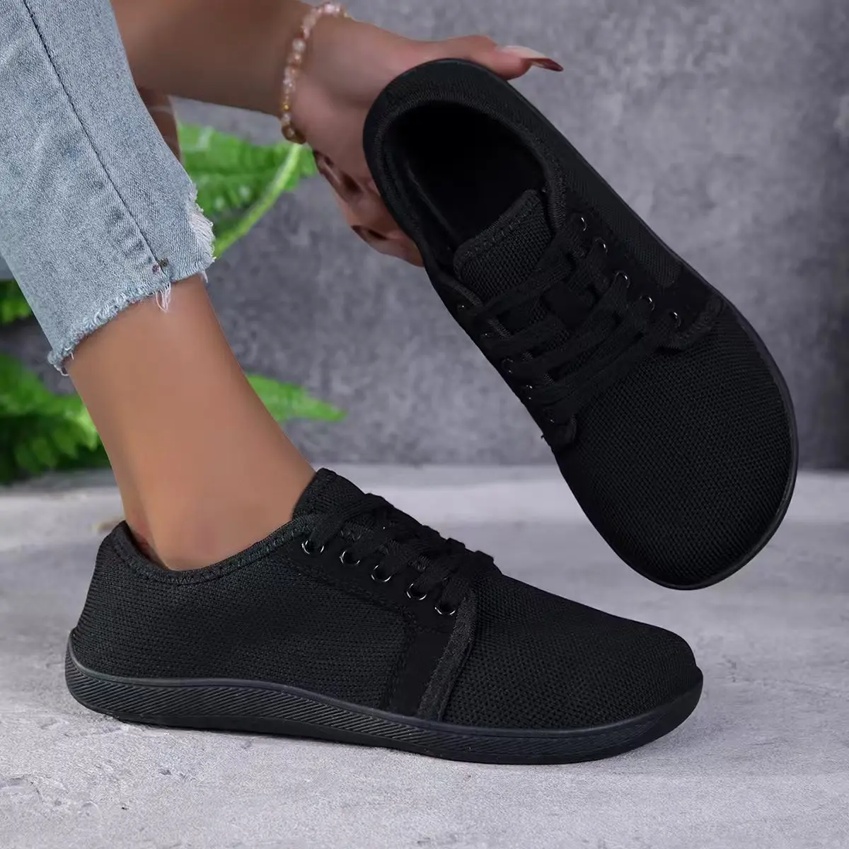 Women Wide Toe Box Barefoot Sneakers Breathable Mesh Zero Drop Flat Casual Walking Shoes