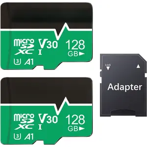 2 Pack 128GB  SD Card with Adapter - U3, A1, 4K UHD V30 Memory Card up to 90MB/s microSDXC for Camera, Smartphone, Tablet, Dash Cam, Drone