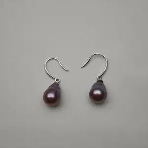 Drop shape fresh water pearl French Hook style earrings