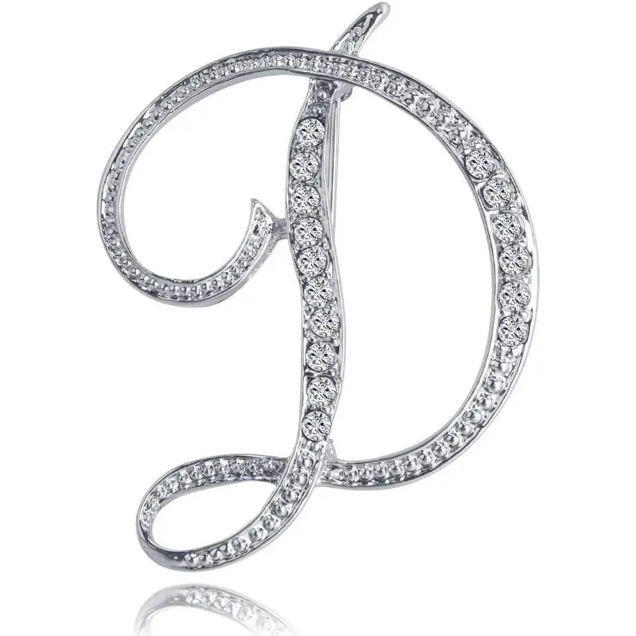Letter Brooch A-Z 26 Personalized Design Letters Initial Pins Clear  Rhinestone Breastpin