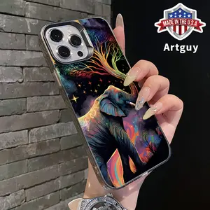 Phone Case for iPhone 16 Pro Max 15 Plus 16E 14 13 12 11 XR XS Elephant Tree Pattern Full Body Protection Anti-Scratch PC Smartphone Cover