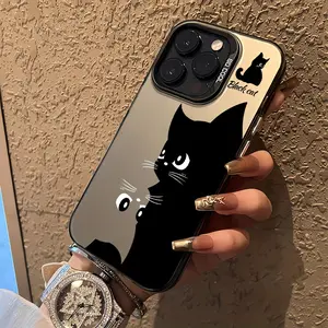 Cartoon Black Cat Phone Case for iPhone 15/15 Plus/15 Pro/15 Pro Max, iPhone 14/14 Plus/14 Pro/14 Pro Max, iPhone 13/13 Pro/13 Pro Max, iPhone 12/12 Pro/12 Pro Max, iPhone 11/11 Pro/11 Pro Max, iPhone 7/8 Plus, iPhone XR/XS Max - Pop Culture Design, Suppo