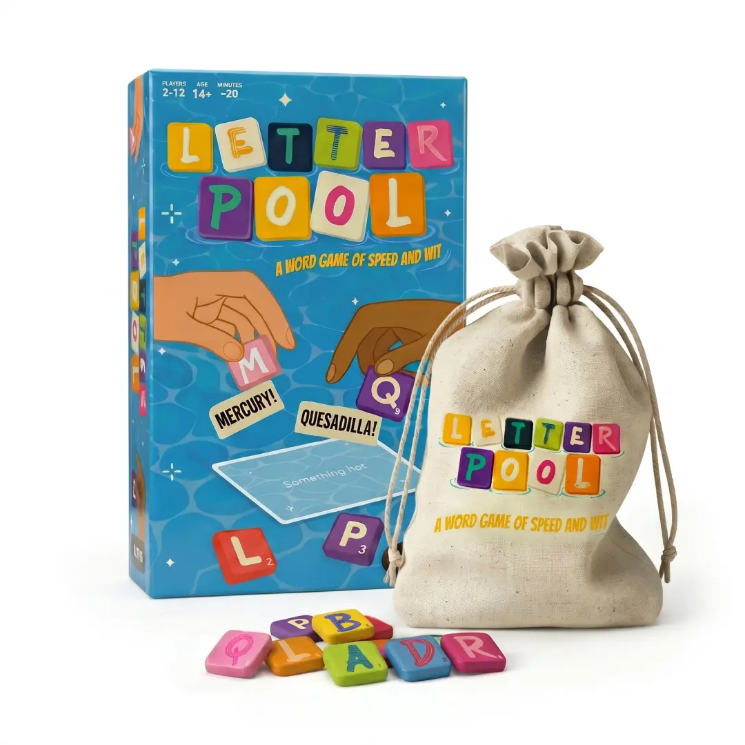 Letterpool: 2-12 Players Board Games for Adults, Family, Teens — Fun Word Games for Teens and Adults Group, Fast Thinking Adult Party Games for Two to Six Person, Funny Card Games for Family Game Night (Packaging May Vary)