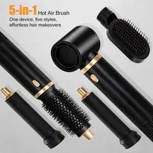 5-In-1 Hair Dryer Brush, Multi-functional Hair Styling Tool. It works great for curling hair, boosting volume, straightening strands and creating soft waves. Perfect choice for both salon and daily home styling.