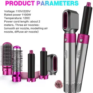 5-in-1 Hair Dryer, Negative Ion Curling Iron, Automatic Hair Styling Comb, Five-blade Hot Air Comb, Hair Straightener