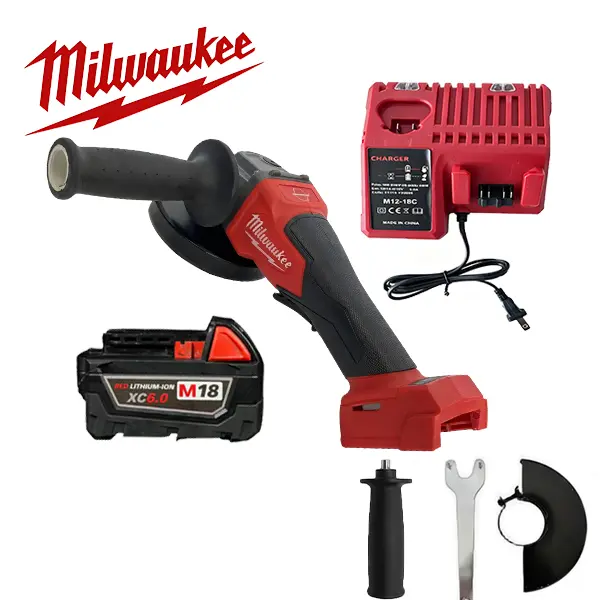 Milwaukee M18 Series Brushless Motor Cordless Angle Grinder - 125mm, 18V, Rapid Stop Braking Safety Tech, Paddle Switch, Heavy-Duty for Welders' Fabrication/Industrial Metal Work, Boosts Grinding Performance, Compatible with XC/High Output Batteries, Auto
