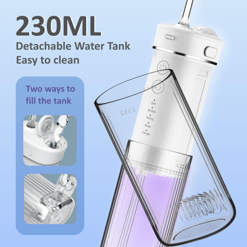 Cordless UV Water Flosser  Rechargeable Oral Irrigator 230 mL 4 Modes 4 Nozzles  Oral Care Kit  Deep Cleaning Suitable for Braces Wearers