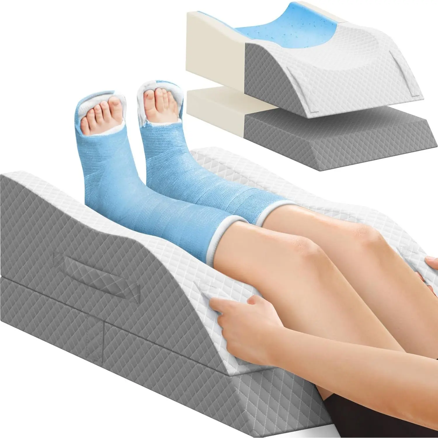 Elevation Pillows for  After , Memory  Adjustable Wedge Pillow for  or Rest, Ankle Pillow for Sleeping  Circulation Grey/Double